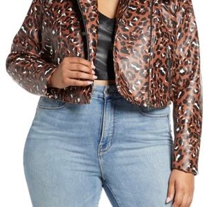 Eloquii Leopard Print Motorcycle jacket - New